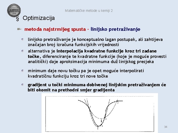 Matematičke metode u kemiji 2 § Optimizacija metoda najstrmijeg spusta - linijsko pretraživanje je