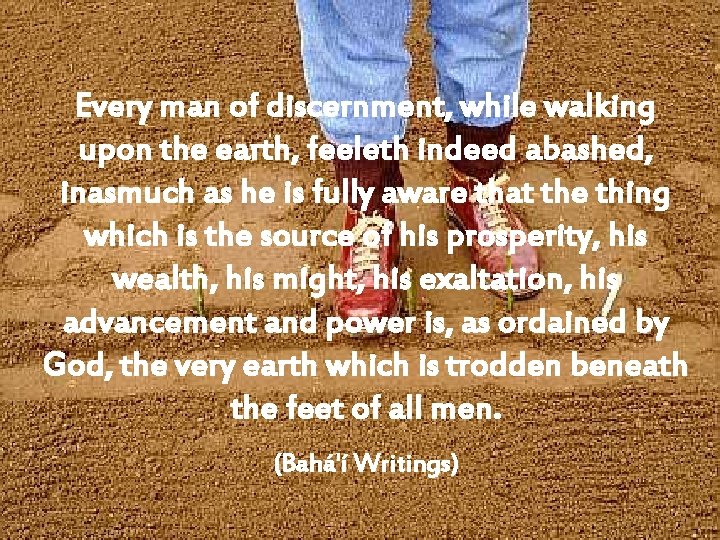 Every man of discernment, while walking upon the earth, feeleth indeed abashed, inasmuch as