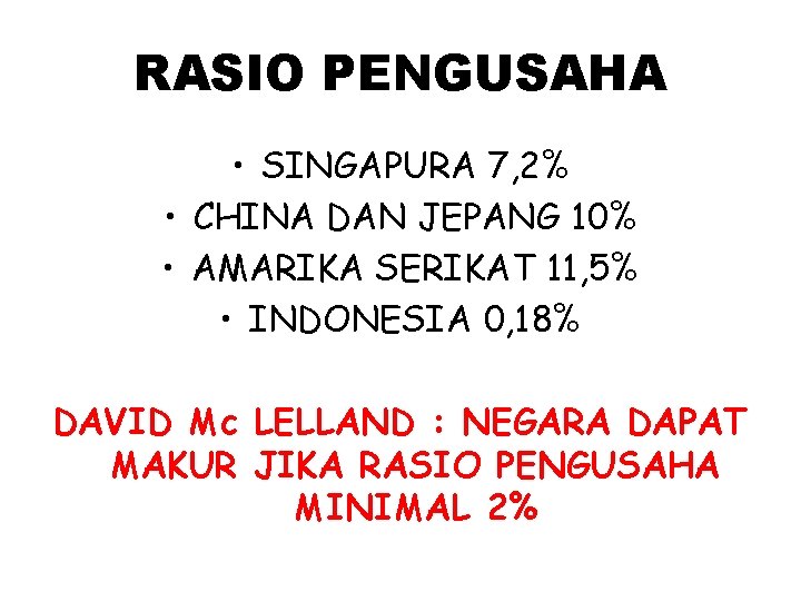 RASIO PENGUSAHA • SINGAPURA 7, 2% • CHINA DAN JEPANG 10% • AMARIKA SERIKAT