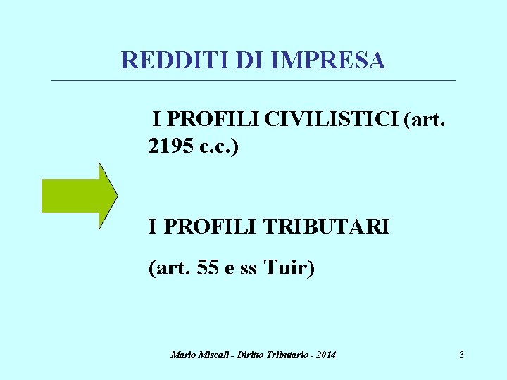 REDDITI DI IMPRESA ________________________________________________________________________ I PROFILI CIVILISTICI (art. 2195 c. c. ) I PROFILI