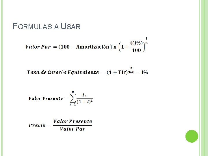 FORMULAS A USAR 