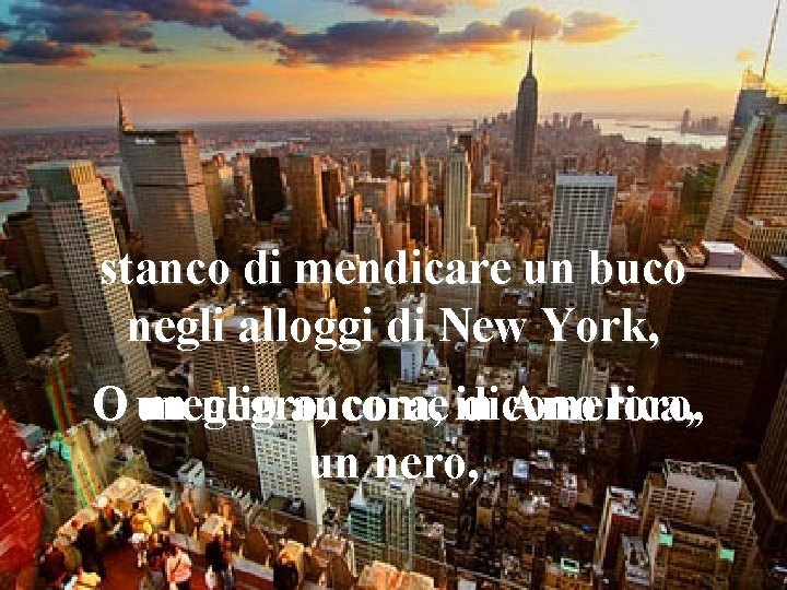 stanco di mendicare un buco negli alloggi di New York, O un meglio negro,