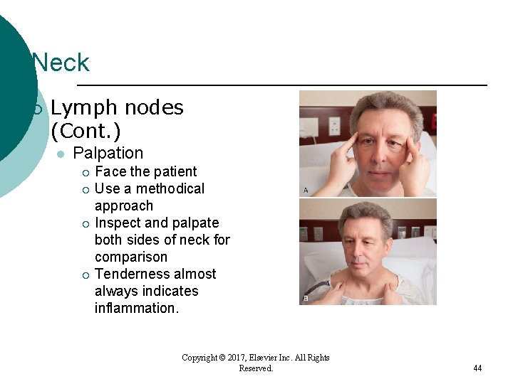 Neck ¡ Lymph nodes (Cont. ) l Palpation Face the patient ¡ Use a Neck ¡ Lymph nodes (Cont. ) l Palpation Face the patient ¡ Use a