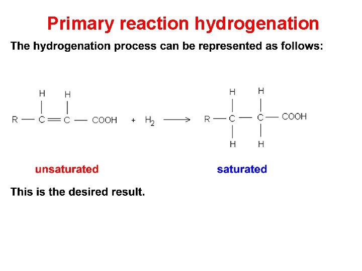  Primary reaction hydrogenation 