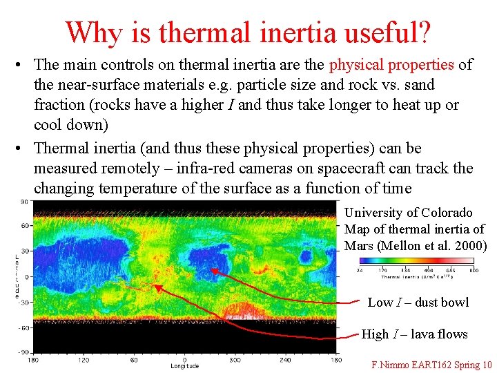 Why is thermal inertia useful? • The main controls on thermal inertia are the