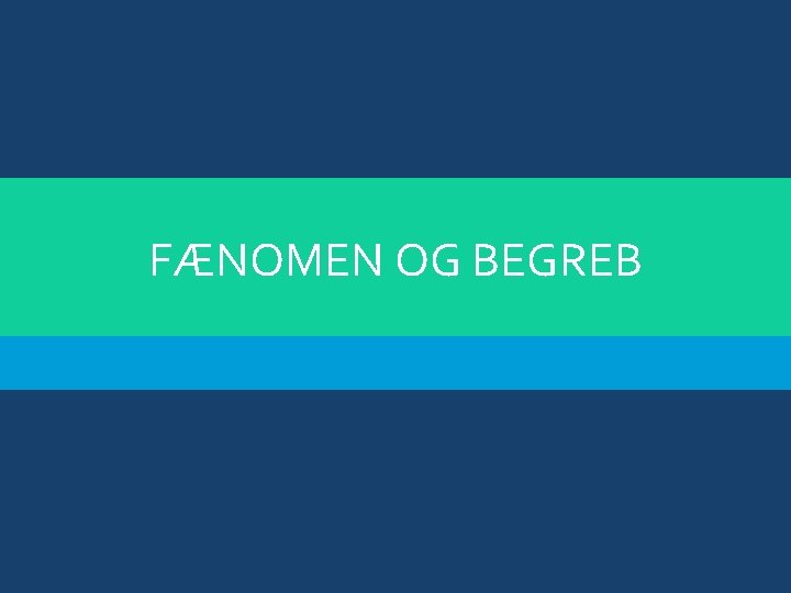 FÆNOMEN OG BEGREB 