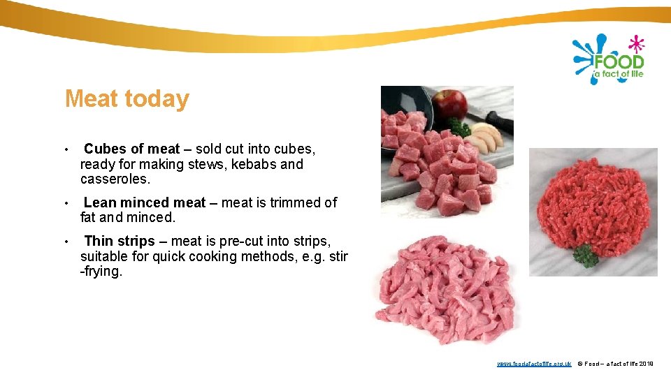 Meat today • Cubes of meat – sold cut into cubes, ready for making