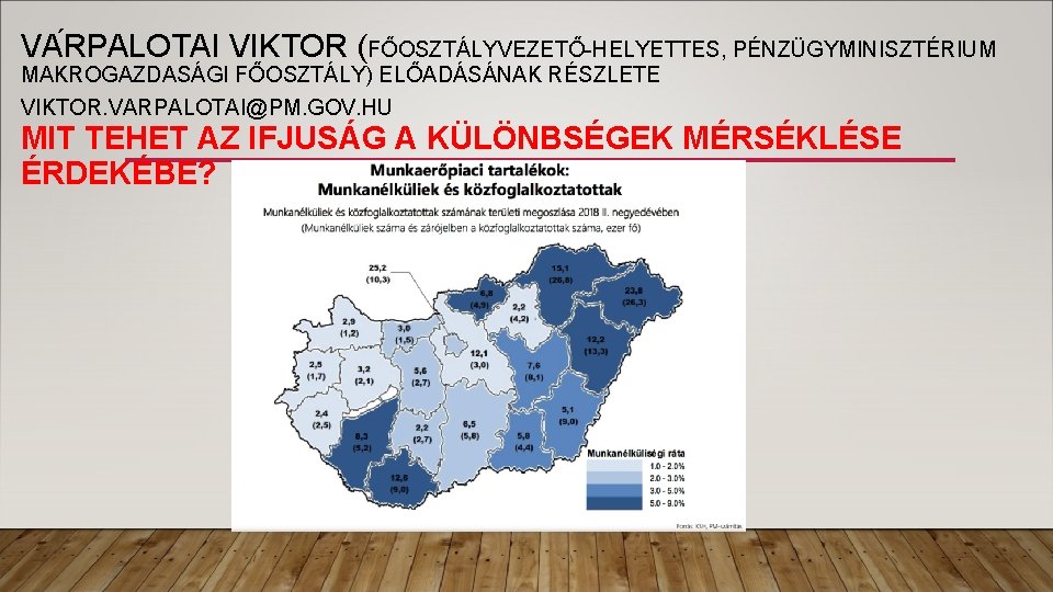 VA RPALOTAI VIKTOR (FŐOSZTÁLYVEZETŐ-HELYETTES, PÉNZÜGYMINISZTÉRIUM MAKROGAZDASÁGI FŐOSZTÁLY) ELŐADÁSÁNAK RÉSZLETE VIKTOR. VARPALOTAI@PM. GOV. HU MIT