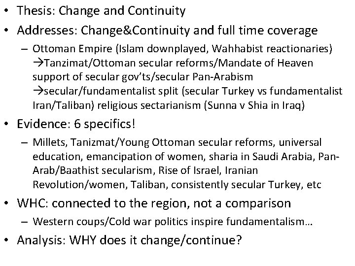  • Thesis: Change and Continuity • Addresses: Change&Continuity and full time coverage –