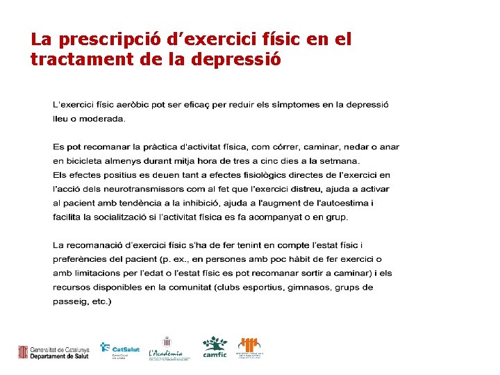 La prescripció d’exercici físic en el tractament de la depressió 