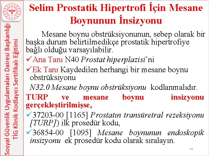 Selim Prostatik Hipertrofi İçin Mesane Boynunun İnsizyonu Mesane boynu obstrüksiyonunun, sebep olarak bir başka