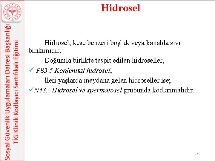 Hidrosel Hidrosel, kese benzeri boşluk veya kanalda sıvı birikimidir. Doğumla birlikte tespit edilen hidroseller;