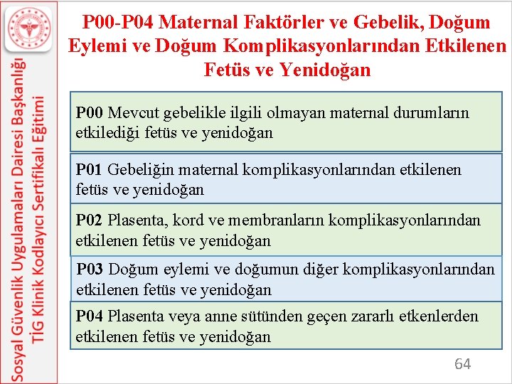 P 00 -P 04 Maternal Faktörler ve Gebelik, Doğum Eylemi ve Doğum Komplikasyonlarından Etkilenen