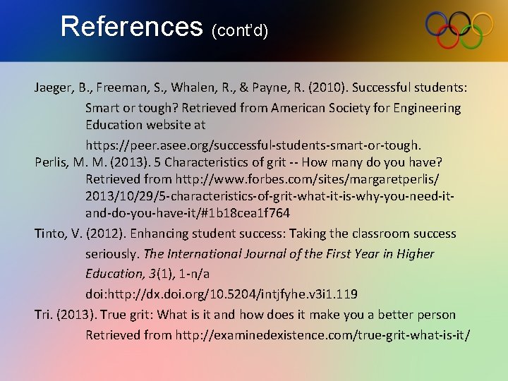 References (cont’d) Jaeger, B. , Freeman, S. , Whalen, R. , & Payne, R. References (cont’d) Jaeger, B. , Freeman, S. , Whalen, R. , & Payne, R.