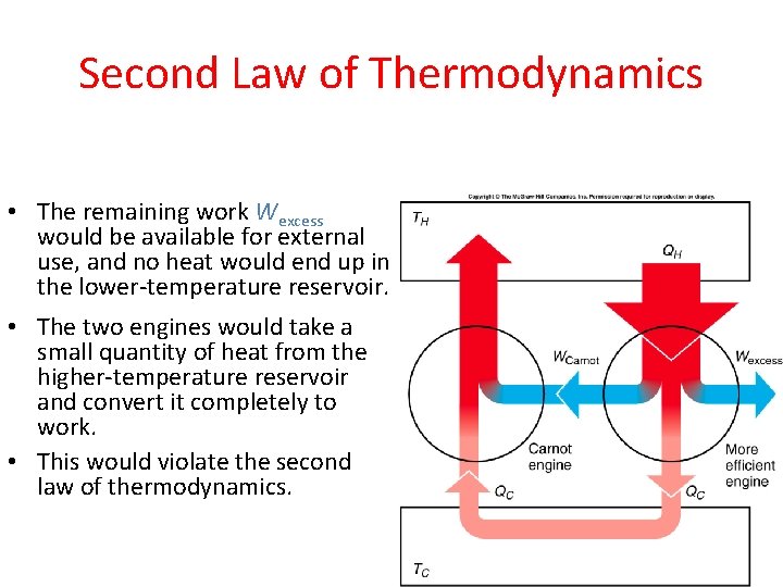 Second Law of Thermodynamics • The remaining work Wexcess would be available for external