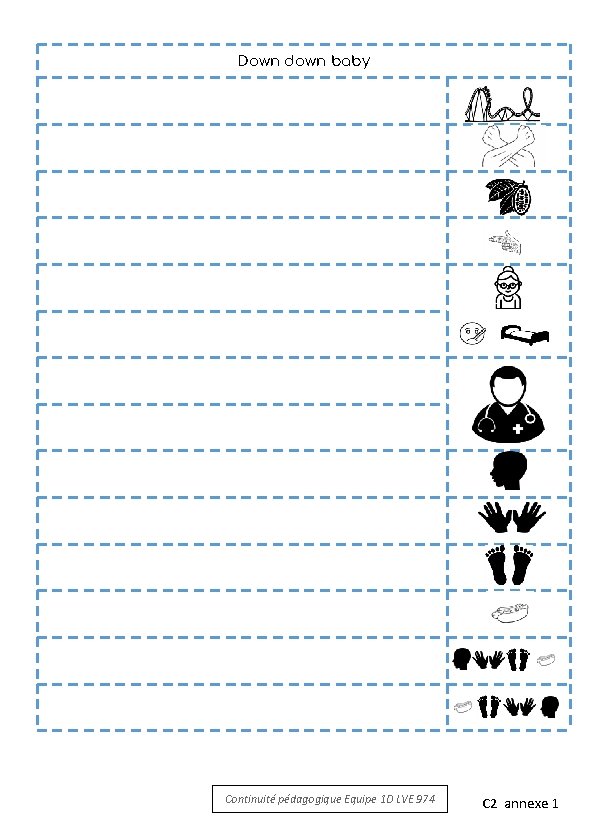 Down down baby Continuité pédagogique Equipe 1 D LVE 974 C 2 annexe 1