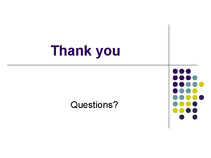 Thank you Questions? Thank you Questions?
