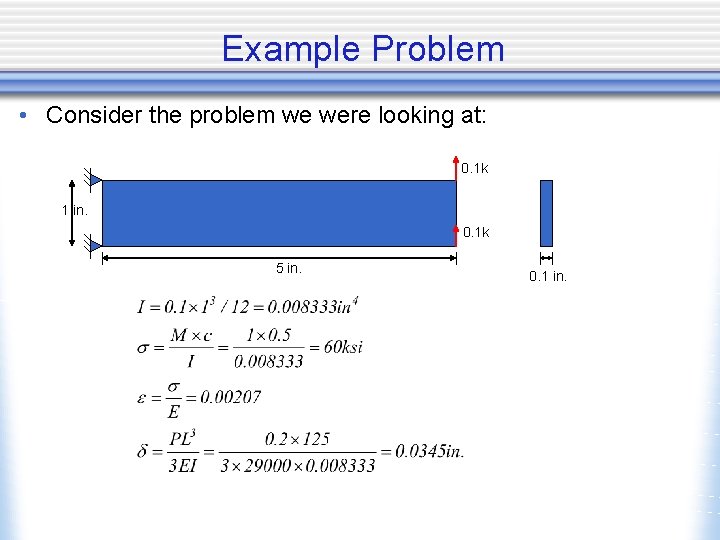 Example Problem • Consider the problem we were looking at: 0. 1 k 1