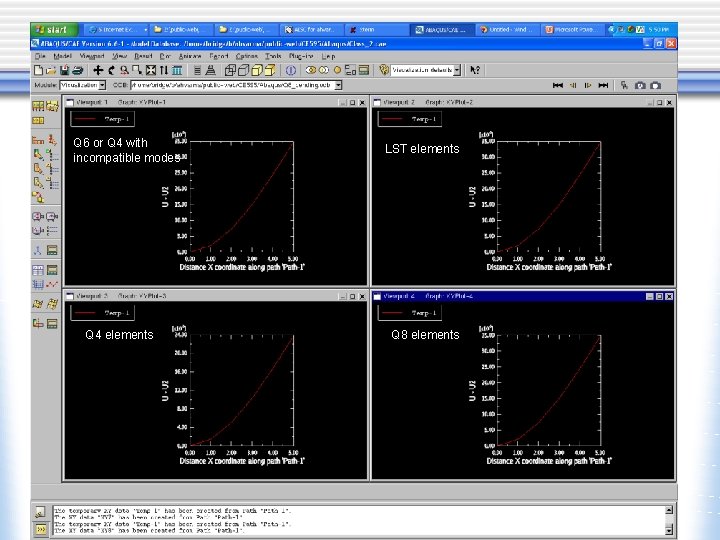 Q 6 or Q 4 with incompatible modes Q 4 elements LST elements Q