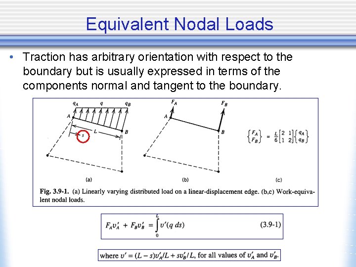 Equivalent Nodal Loads • Traction has arbitrary orientation with respect to the boundary but