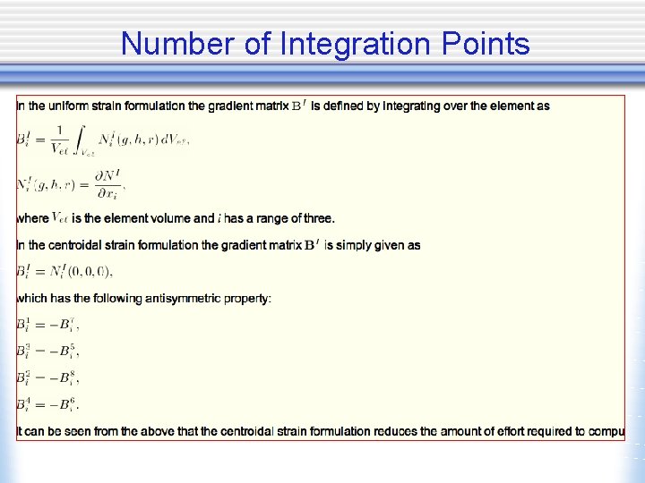 Number of Integration Points 