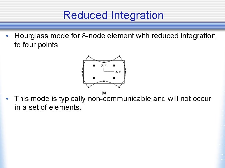 Reduced Integration • Hourglass mode for 8 -node element with reduced integration to four