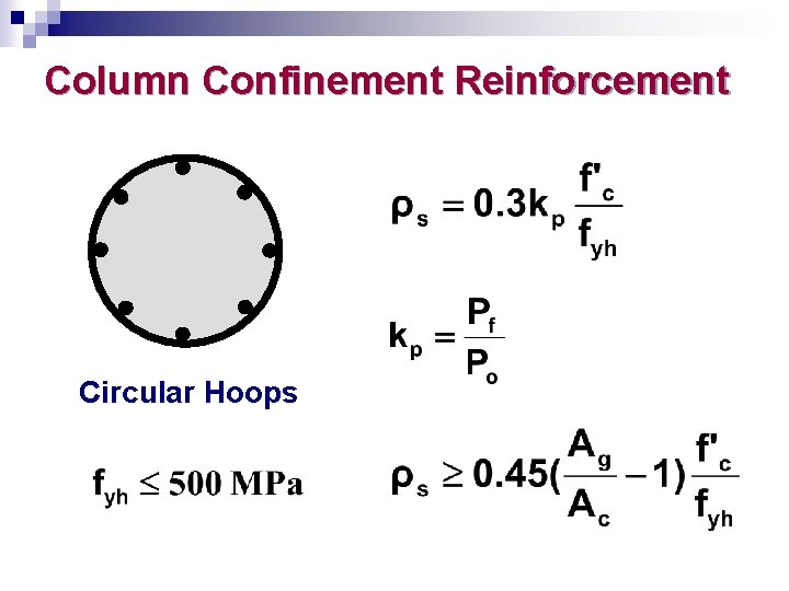 Column Confinement Reinforcement Circular Hoops 