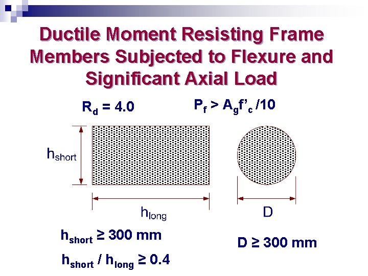 Ductile Moment Resisting Frame Members Subjected to Flexure and Significant Axial Load Rd =