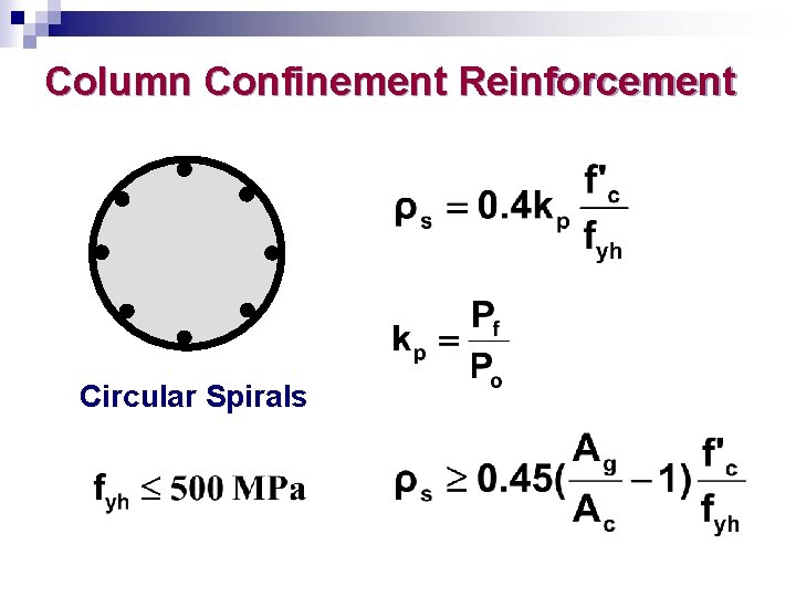 Column Confinement Reinforcement Circular Spirals 