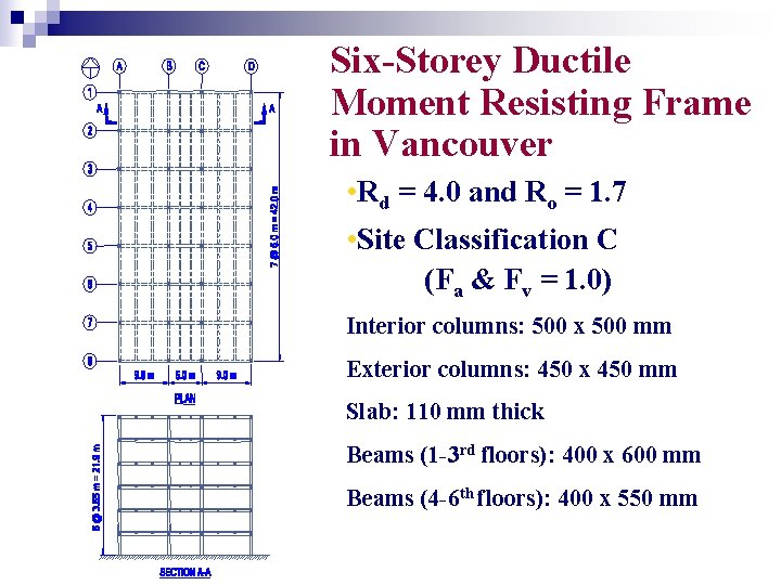 Six-Storey Ductile Moment Resisting Frame in Vancouver • Rd = 4. 0 and Ro