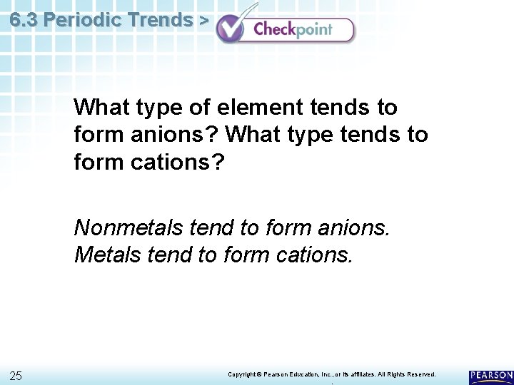6. 3 Periodic Trends > What type of element tends to form anions? What
