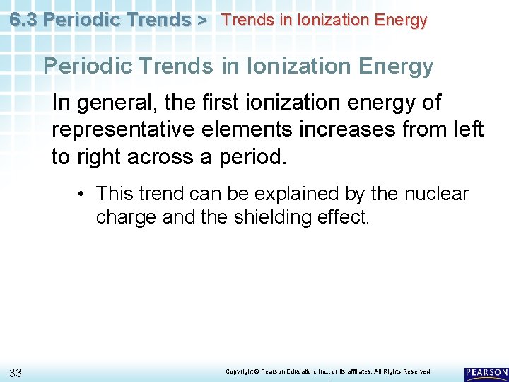 6. 3 Periodic Trends > Trends in Ionization Energy Periodic Trends in Ionization Energy