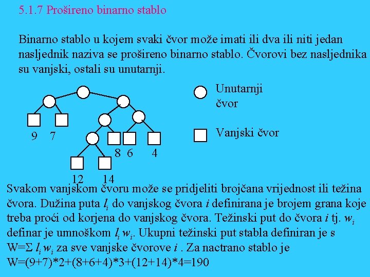 5. 1. 7 Prošireno binarno stablo Binarno stablo u kojem svaki čvor može imati