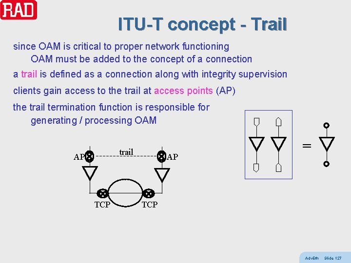 ITU-T concept - Trail since OAM is critical to proper network functioning OAM must