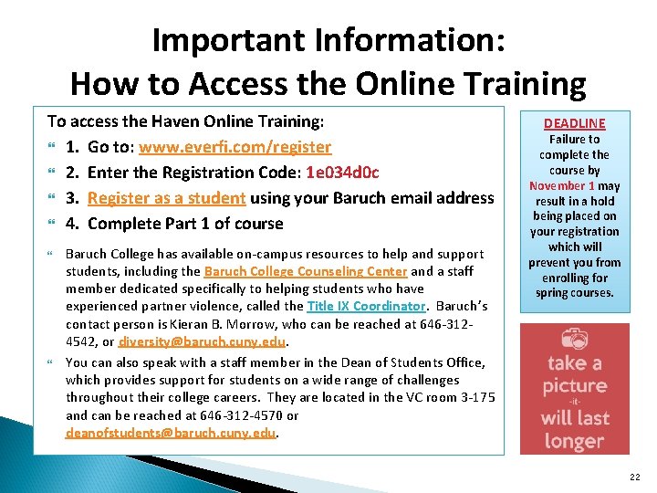 Important Information: How to Access the Online Training To access the Haven Online Training: Important Information: How to Access the Online Training To access the Haven Online Training: