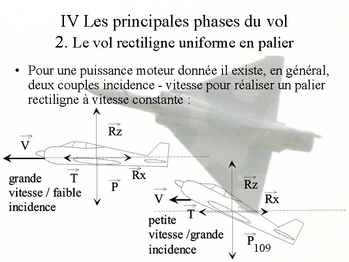 IV Les principales phases du vol 2. Le vol rectiligne uniforme en palier •