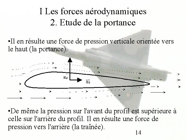 I Les forces aérodynamiques 2. Etude de la portance • Il en résulte une