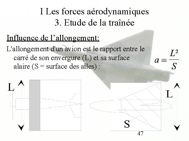 I Les forces aérodynamiques 3. Etude de la traînée Influence de l’allongement: L'allongement d'un