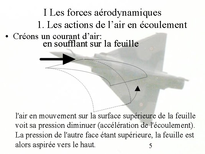 I Les forces aérodynamiques 1. Les actions de l’air en écoulement • Créons un