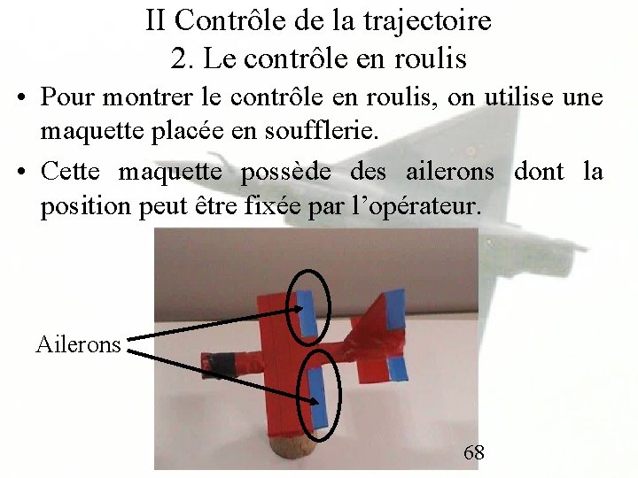 II Contrôle de la trajectoire 2. Le contrôle en roulis • Pour montrer le