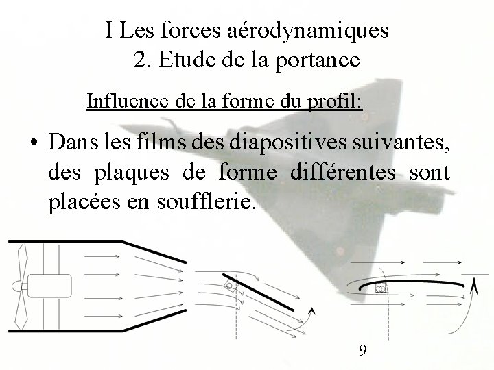 I Les forces aérodynamiques 2. Etude de la portance Influence de la forme du