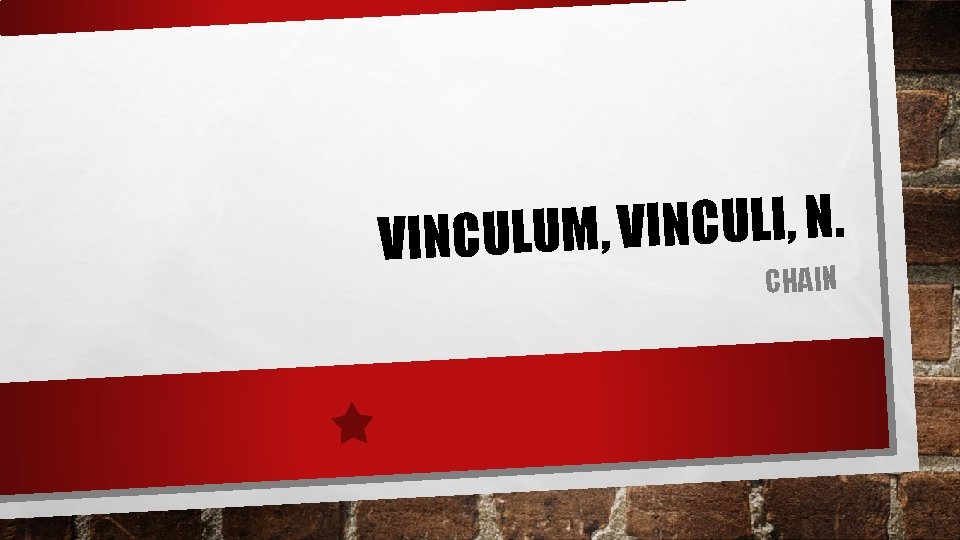 . N , I L U C N I V , M VINCULU CHAIN . N , I L U C N I V , M VINCULU CHAIN