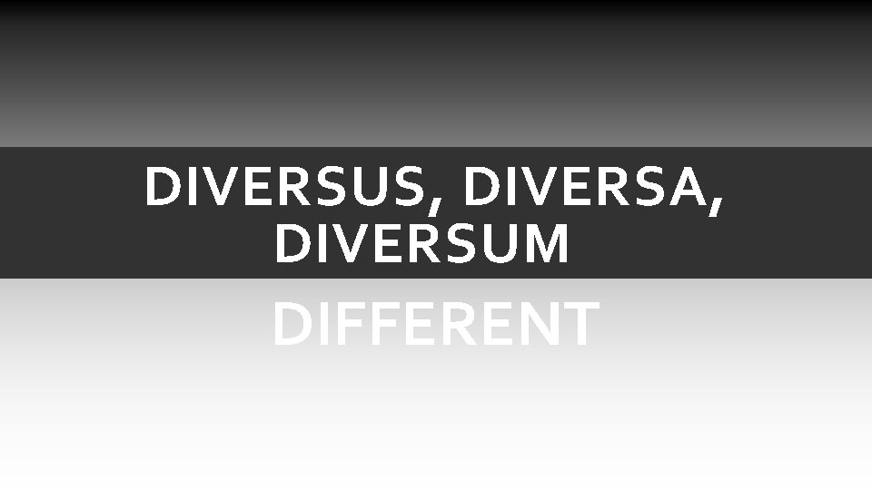 DIVERSUS, DIVERSA, DIVERSUM DIFFERENT DIVERSUS, DIVERSA, DIVERSUM DIFFERENT