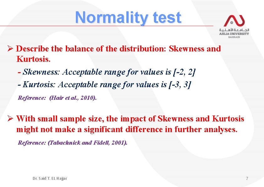 Center Of Statistical Analysis Normality Test Descriptive Analysis