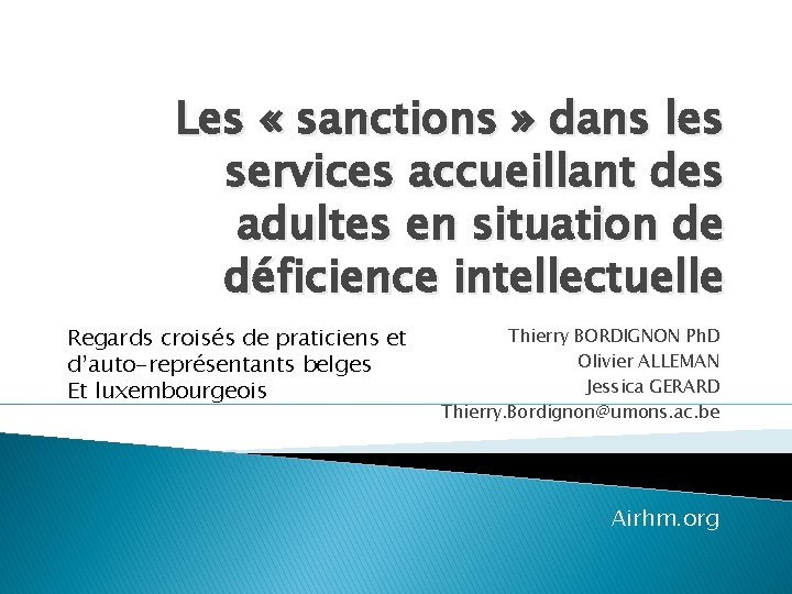 Les « sanctions » dans les services accueillant des adultes en situation de déficience