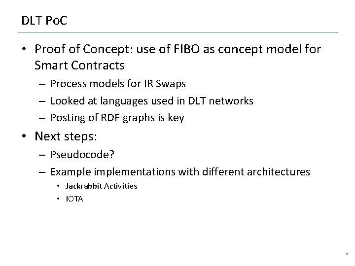 DLT Po. C • Proof of Concept: use of FIBO as concept model for