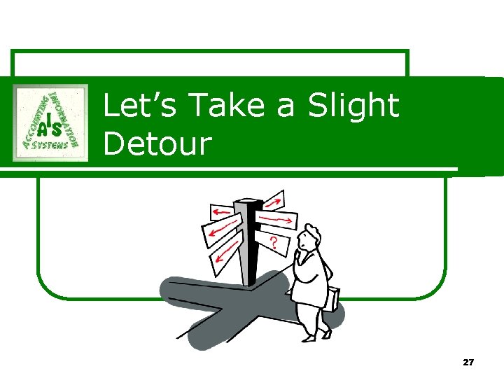 Let’s Take a Slight Detour 27 Let’s Take a Slight Detour 27