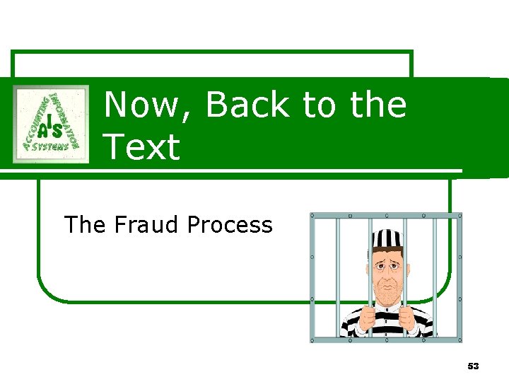 Now, Back to the Text The Fraud Process 53 Now, Back to the Text The Fraud Process 53