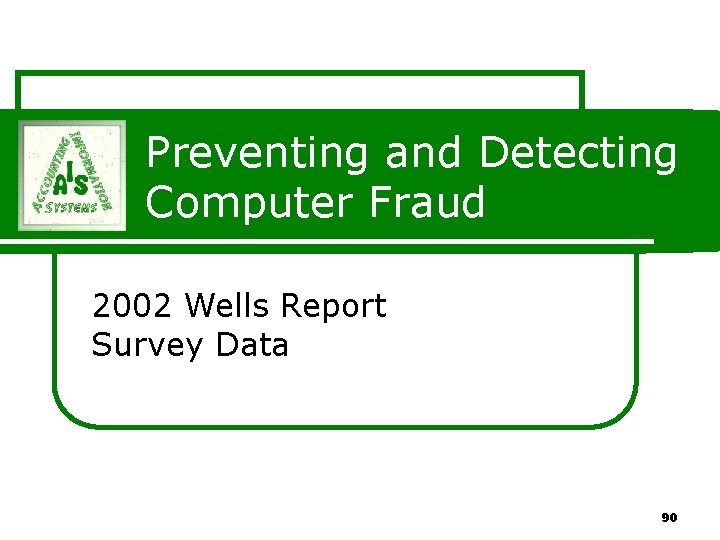 Preventing and Detecting Computer Fraud 2002 Wells Report Survey Data 90 Preventing and Detecting Computer Fraud 2002 Wells Report Survey Data 90