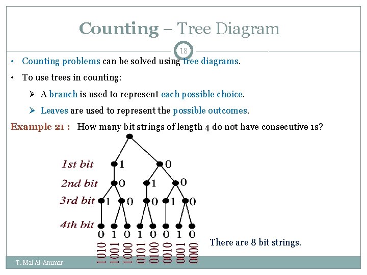 Counting – Tree Diagram 18 • Counting problems can be solved using tree diagrams. Counting – Tree Diagram 18 • Counting problems can be solved using tree diagrams.